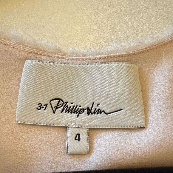 3.1 Phillip Lim Blush Silk & Lace Balloon Sleeve Top Sz 4 - Picture 15 of 15